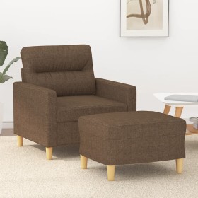 Sillón con taburete tela marrón 60 cm de , Sofás - Ref: Foro24-3201068, Precio: 216,02 €, Descuento: %