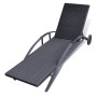 Sun lounger with cushion and black synthetic rattan wheels by vidaXL, Loungers - Ref: Foro24-42495, Price: 152,48 €, Discount: %