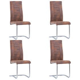 Cantilever dining chairs 4 pcs brown artificial suede leather by , dining chairs - Ref: Foro24-281736, Price: 279,99 €, Disco...