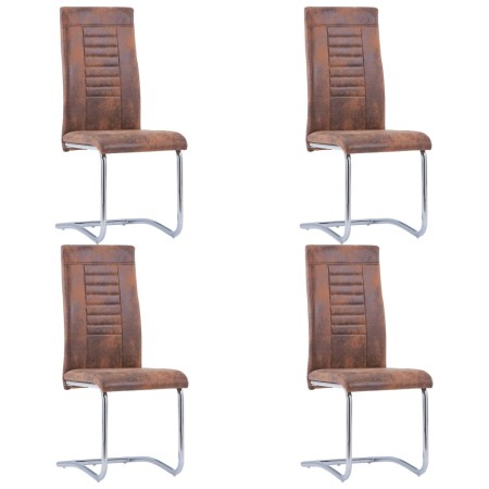 Cantilever dining chairs 4 pcs brown artificial suede leather by , dining chairs - Ref: Foro24-281736, Price: 279,99 €, Disco...