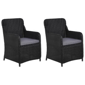 Garden chairs with cushions 2 units black synthetic rattan by vidaXL, Garden chairs - Ref: Foro24-44146, Price: 275,99 €, Dis...