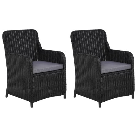 Garden chairs with cushions 2 units black synthetic rattan by vidaXL, Garden chairs - Ref: Foro24-44146, Price: 275,70 €, Dis...