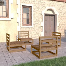 Garden furniture 4 pieces and cushions honey brown pine wood by , Garden sets - Ref: Foro24-3075262, Price: 264,18 €, Discoun...