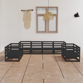 Garden furniture set 8 pieces black solid pine wood by , Garden sets - Ref: Foro24-3075463, Price: 470,25 €, Discount: %