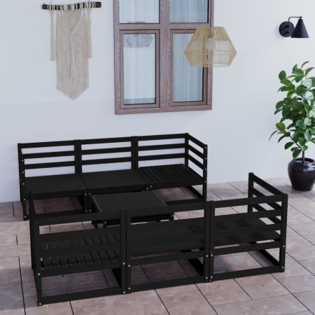 Juego de muebles de jardín 5 piezas negro madera maciza de pino de , Conjuntos de jardín - Ref: Foro24-3075338, Precio: 403,8...