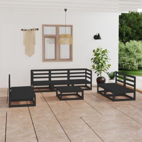 Garden furniture set 8 pieces black solid pine wood by , Garden sets - Ref: Foro24-3075428, Price: 534,87 €, Discount: %