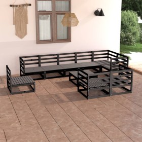 Gartenmöbel-Set 10-teilig, schwarzes massives Kiefernholz von , Gartensets - Ref: Foro24-3075683, Preis: 611,33 €, Rabatt: %