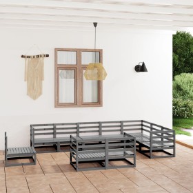 Garden furniture 10 pieces gray solid pine wood by , Garden sets - Ref: Foro24-3075816, Price: 721,75 €, Discount: %