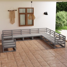 Garden furniture 10 pieces gray solid pine wood by , Garden sets - Ref: Foro24-3075926, Price: 721,75 €, Discount: %