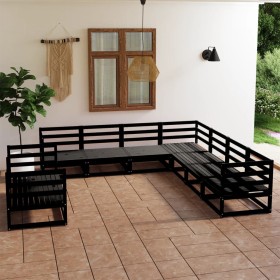 Gartenmöbel-Set 9-teilig aus schwarzem massivem Kiefernholz von , Gartensets - Ref: Foro24-3075918, Preis: 561,99 €, Rabatt: %