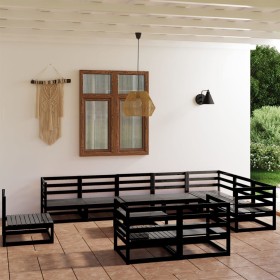 Garden furniture set 11 pieces black solid pine wood by , Garden sets - Ref: Foro24-3075823, Price: 737,99 €, Discount: %