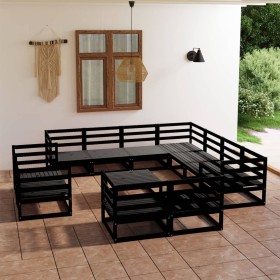 Gartenmöbel-Set 12-teilig, schwarzes massives Kiefernholz von , Gartensets - Ref: Foro24-3075953, Preis: 860,99 €, Rabatt: %