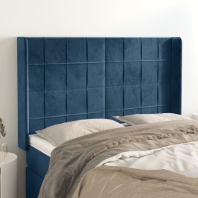 Headboard with dark blue velvet ears 147x16x118/128 cm by , Headboards and footboards - Ref: Foro24-3119632, Price: 125,89 €,...