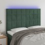 Headboard with LED lights dark green velvet 144x5x118/128 cm by , Headboards and footboards - Ref: Foro24-3122475, Price: 119...