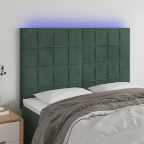 Cabecero con luces LED terciopelo verde oscuro 144x5x118/128 cm de , Cabeceros y pies de cama - Ref: Foro24-3122475, Precio: ...