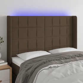 Kopfteil mit LED aus dunkelbraunem Stoff 147x16x118/128 cm von , Kopf- und Fußteile - Ref: Foro24-3124049, Preis: 129,14 €, R...