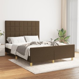 Dark brown fabric bed frame with headboard 140x190cm by , Beds and slatted bases - Ref: Foro24-3125052, Price: 226,99 €, Disc...