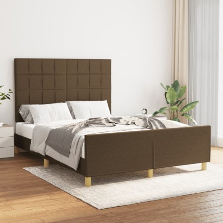 Estructura de cama con cabecero de tela marrón oscuro 140x190cm de , Camas y somieres - Ref: Foro24-3125052, Precio: 230,41 €...