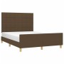 Estructura de cama con cabecero de tela marrón oscuro 140x190cm de , Camas y somieres - Ref: Foro24-3125052, Precio: 230,41 €...