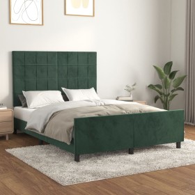 Dark green velvet bed frame with headboard 140x190 cm by , Beds and slatted bases - Ref: Foro24-3125754, Price: 233,42 €, Dis...