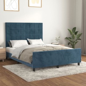 Dark blue velvet bed frame with headboard 140x200 cm by , Beds and slatted bases - Ref: Foro24-3125761, Price: 239,13 €, Disc...