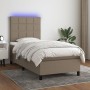 Boxspringbett mit Matratze und LED-Leuchten taupegrauer Stoff 90x200 cm von , Betten und Lattenroste - Ref: Foro24-3134849, P...