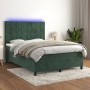 Cama box spring colchón y LED terciopelo verde oscuro 140x200cm de , Camas y somieres - Ref: Foro24-3136128, Precio: 549,51 €...