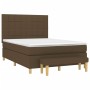 Cama box spring con colchón tela marrón oscuro 140x190 cm de , Camas y somieres - Ref: Foro24-3137152, Precio: 575,43 €, Desc...