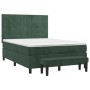 Cama box spring con colchón terciopelo verde oscuro 140x200 cm de , Camas y somieres - Ref: Foro24-3137848, Precio: 591,23 €,...