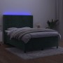 Box spring bed with mattress and LED dark green velvet 140x190cm by , Beds and slatted bases - Ref: Foro24-3139562, Price: 51...