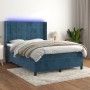 Box spring bed with mattress and LED dark blue velvet 140x200 cm by , Beds and slatted bases - Ref: Foro24-3139569, Price: 53...