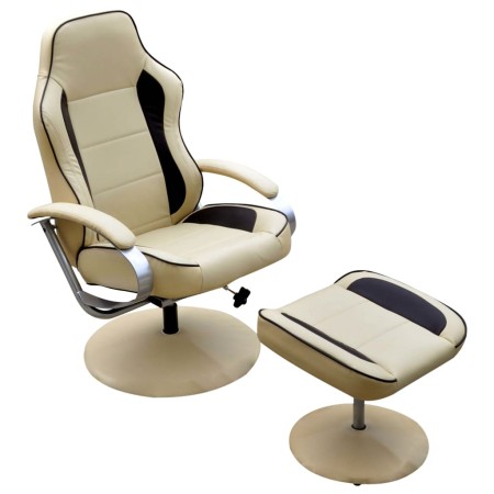 Sillón con reposapiés cuero sintético crema de , Sillones - Ref: Foro24-241036, Precio: 204,78 €, Descuento: %