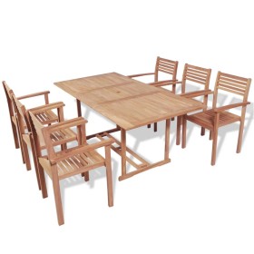 Set de comedor exterior 7 piezas de madera maciza de teca de vidaXL, Conjuntos de jardín - Ref: Foro24-43038, Precio: 739,19 ...