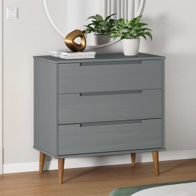 MOLDE bedside table solid gray pine wood 80x40x80 cm by , Drawers - Ref: Foro24-350506, Price: 147,64 €, Discount: %