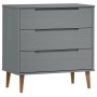 MOLDE bedside table solid gray pine wood 80x40x80 cm by , Drawers - Ref: Foro24-350506, Price: 147,55 €, Discount: %