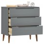 MOLDE bedside table solid gray pine wood 80x40x80 cm by , Drawers - Ref: Foro24-350506, Price: 147,55 €, Discount: %