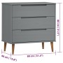 MOLDE bedside table solid gray pine wood 80x40x80 cm by , Drawers - Ref: Foro24-350506, Price: 147,55 €, Discount: %