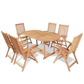 7-piece garden dining set with solid teak folding chairs by vidaXL, Garden sets - Ref: Foro24-43032, Price: 828,99 €, Discoun...