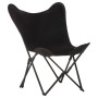 Silla mariposa plegable de cuero auténtico negro de , Sillones - Ref: Foro24-323731, Precio: 106,99 €, Descuento: %