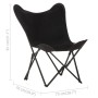 Silla mariposa plegable de cuero auténtico negro de , Sillones - Ref: Foro24-323731, Precio: 106,30 €, Descuento: %