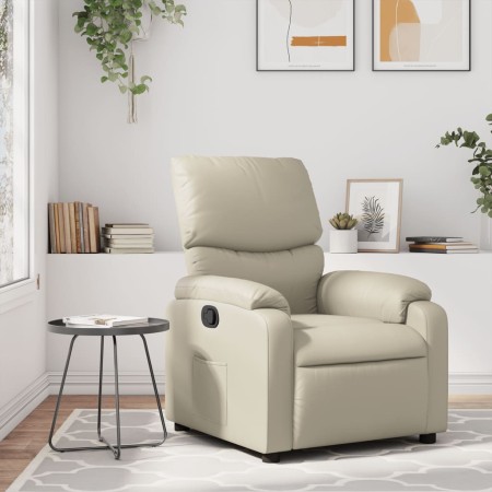 Sillón reclinable de cuero sintético crema de , Sillones - Ref: Foro24-373435, Precio: 240,86 €, Descuento: %