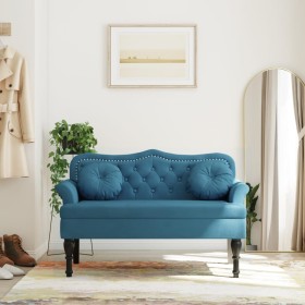 Bench with blue velvet cushions 120.5x65x75 cm by , Banks - Ref: Foro24-372148, Price: 186,59 €, Discount: %