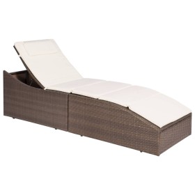 Lounger with brown synthetic rattan cushion by vidaXL, Loungers - Ref: Foro24-44135, Price: 220,80 €, Discount: %