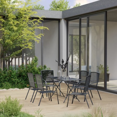 7-piece garden dining furniture set in anthracite steel by , Garden sets - Ref: Foro24-3074491, Price: 370,99 €, Discount: %