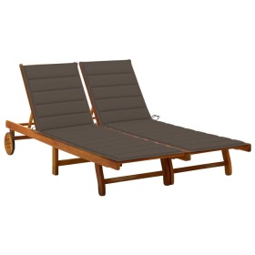 Garden lounger for 2 people and solid acacia wood cushions by , Loungers - Ref: Foro24-3061382, Price: 369,11 €, Discount: %