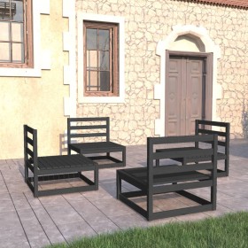 Garden furniture set 4 pieces and black pine wood cushions by , Garden sets - Ref: Foro24-3075263, Price: 249,99 €, Discount: %