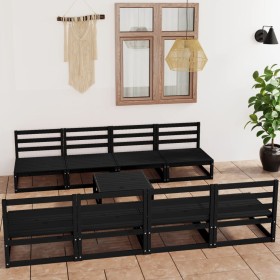 Garden furniture set 9 pieces black wood pine wood by , Garden sets - Ref: Foro24-3075358, Price: 590,99 €, Discount: %