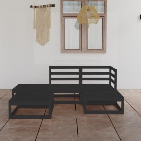 Garden furniture set 5 pieces black solid pine wood by , Garden sets - Ref: Foro24-3075483, Price: 377,99 €, Discount: %