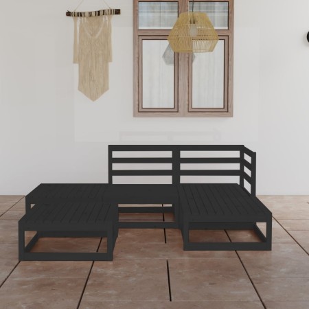 Garden furniture set 5 pieces black solid pine wood by , Garden sets - Ref: Foro24-3075483, Price: 377,07 €, Discount: %