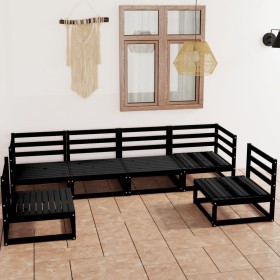 Garden furniture set 6 pieces black solid pine wood by , Garden sets - Ref: Foro24-3075403, Price: 434,99 €, Discount: %